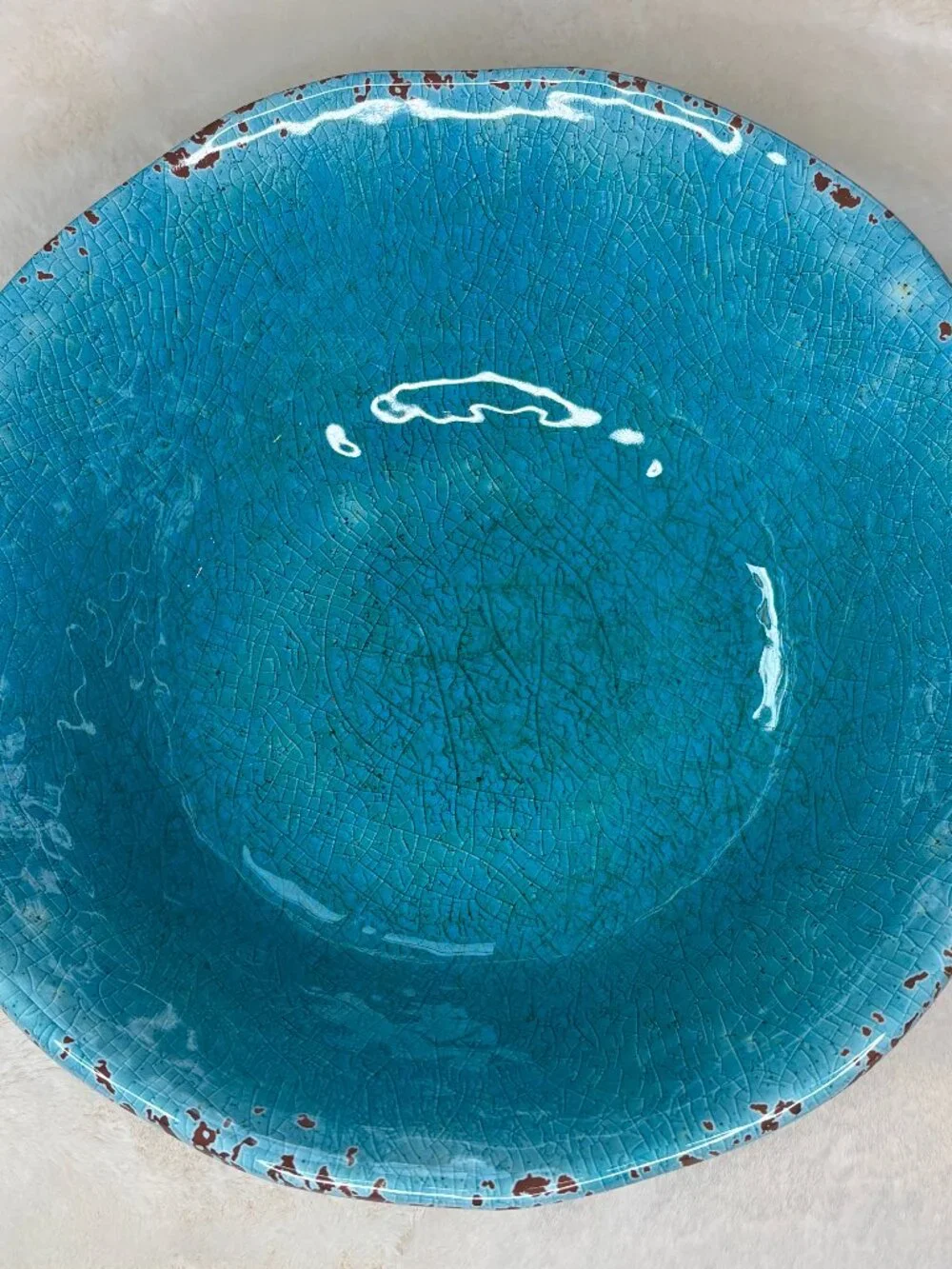 Pier 1 Imports Carmelo Blue Melamine Crackle Glaze Distressed Large Bowl-NWT
